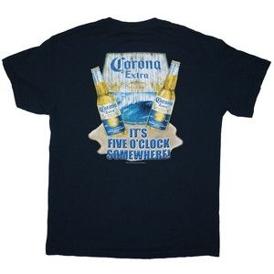 Vintage 2004 Corona Extra Beer T Shirt Its Five O'Clock Somewhere Graphic Tee LG